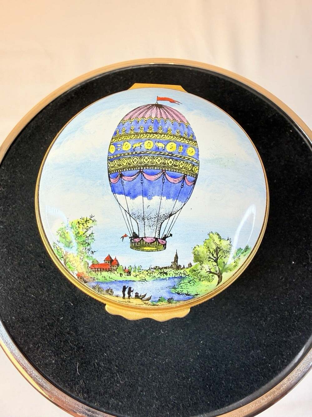 Halcyon Days Enamels Blue Enamel Trinket Box Strasburg 1784 Balloon